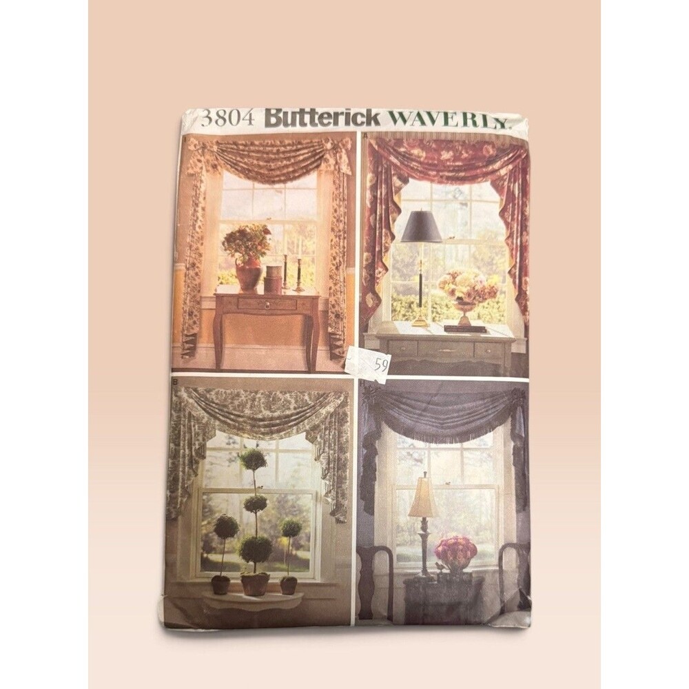 Vintage Butterick Waverly 3804 Sewing Pattern Valance Swag Curtain Uncut